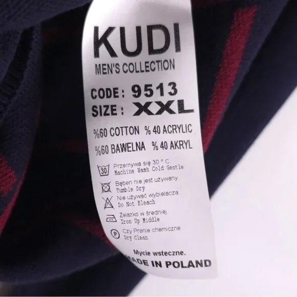 KUDI Men’s Collection POLAND MADE Pullover Sweater Cotton/Acrylic 9513 Size XXL